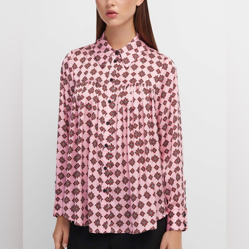Smythe Classic Shirred Blouse Pink